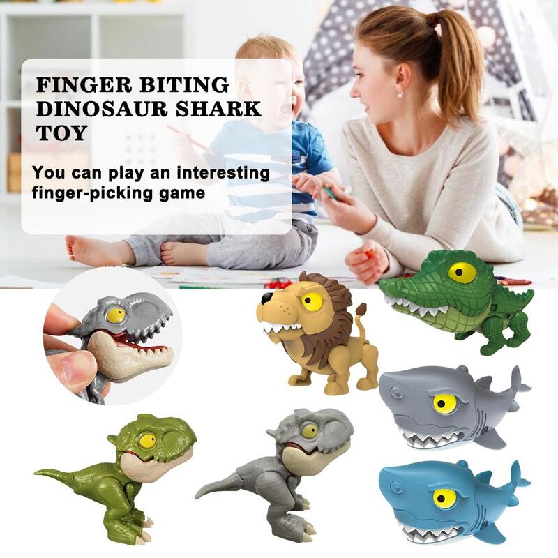 Brinquedos de leão e tubarão mordendo os dedos para crianças, brinquedo educativo mini animais engraçados, interação precoce com dinossauros, jogos complicados, B2v0