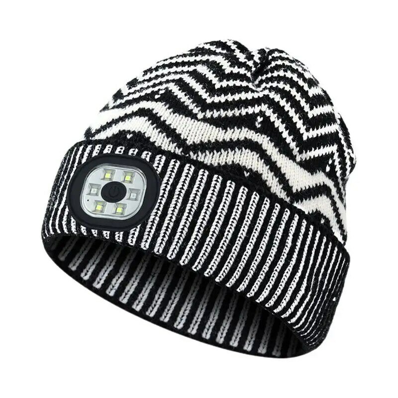 Beanie With Light Knitted LED Hat Flashlight Night Light LED Headlamp Hat Bright Lighted Hat Stocking Stuffers For Men Father