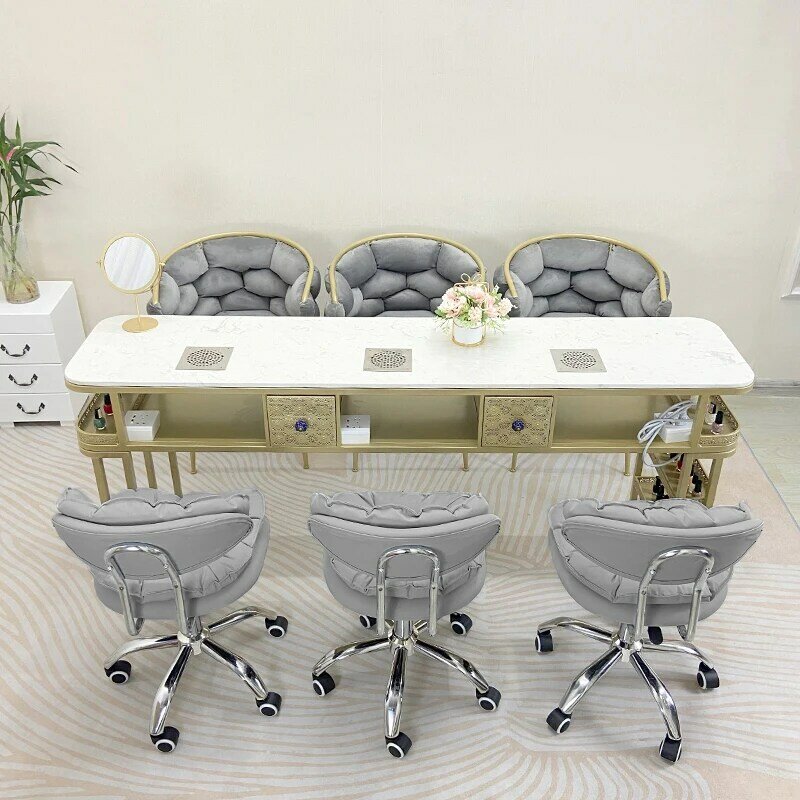 Nail Desk Cadeiras para Profissionais, Armazenamento Moderno, Nórdico Nail Table, Designer Art Table, Tavolo Per Unghie, Mobiliário de salão