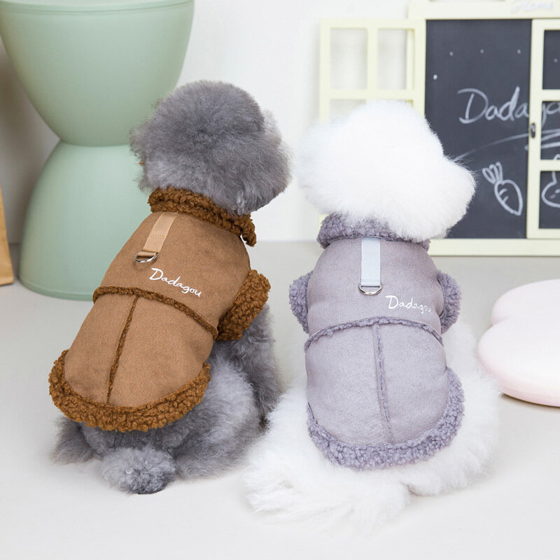 Britse stijl hondenjas lam fleece winter warme hondenkleding voor kleine honden puppy kostuum chihuahua jas pet pug yorkie outfits