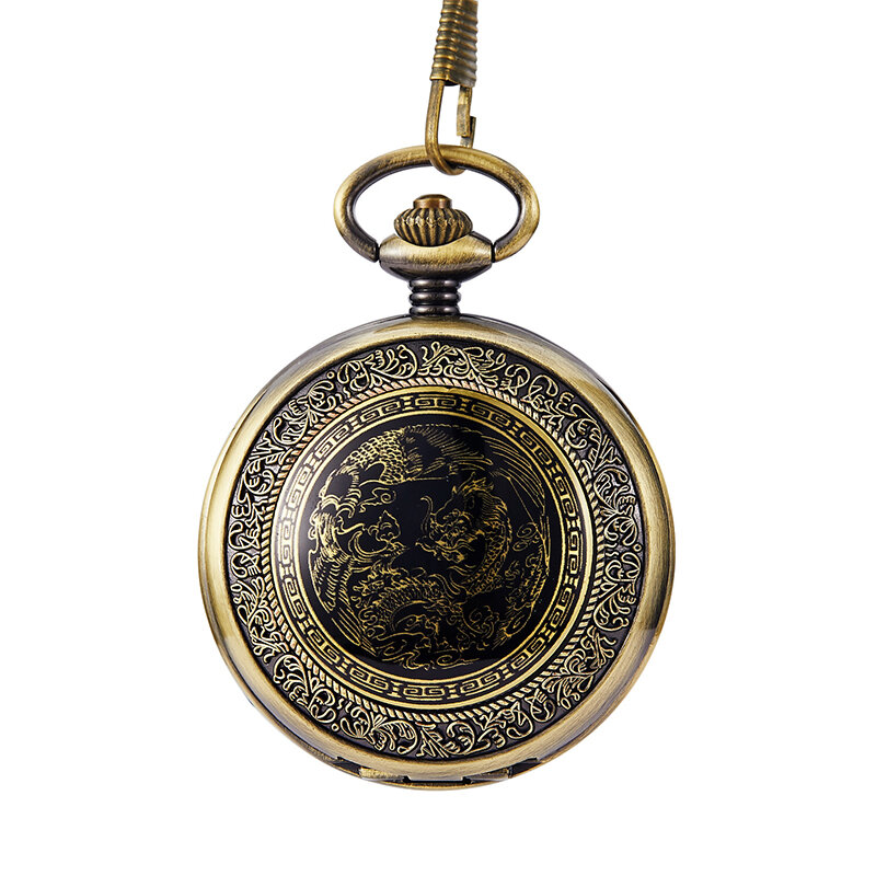 Кварцевые карманные часы с антикварным драконом для мужчин и женщин, винтажные Роскошные подвески с гравировкой на цепочке, мужские часы в стиле стимпанк
