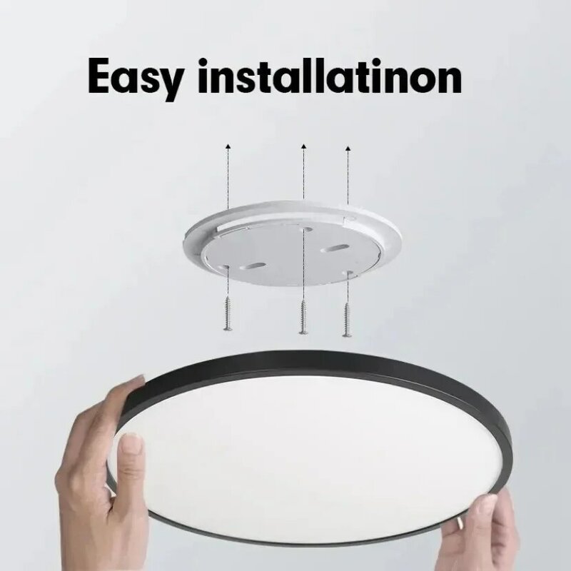 Plafonnier LED ultramince avec télécommande intelligente, design moderne, éclairage d'intérieur, luminaire décoratif de plafond, idéal pour une chambre à coucher ou un salon