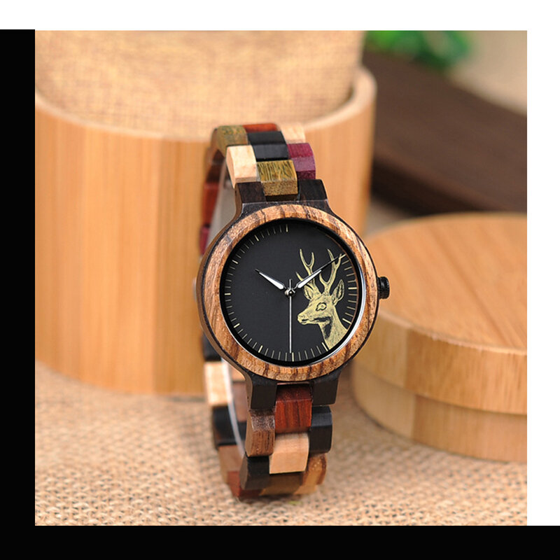 Relógio de quartzo de madeira, analógico, antiriscos, colorido, elegante, melhor presente para homens e mulheres, exótico