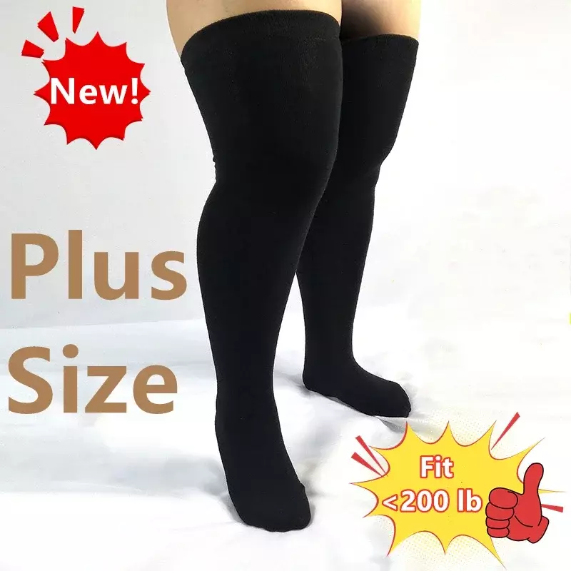 Calcetines altos hasta el muslo para mujer, medias de talla grande, calcetines largos grandes hasta la rodilla