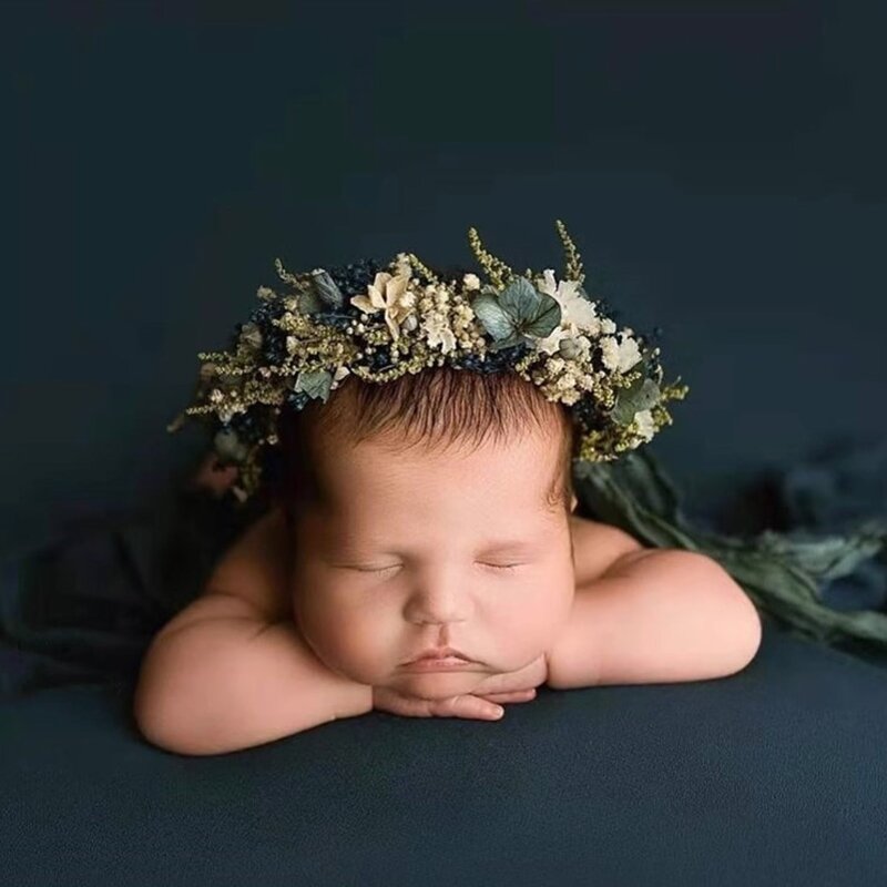 عصابة رأس للتصوير الفوتوغرافي للأطفال، أربطة شعر على شكل زهرة قابلة للتعديل، هدية لحديثي الولادة