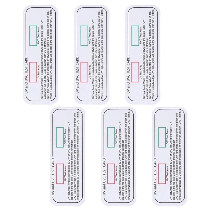 6pcs Light Test Cards Portable UVA Uv Uvc Detectors Suitable for UV Test Area and UVC Test Area
