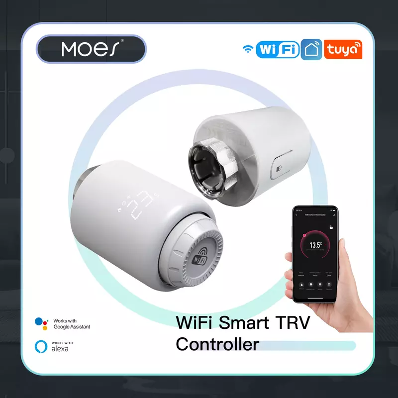 Tuya Smart WiFi Válvula Termostática do Radiador, Atuadores Remotos, Aquecimento Doméstico, Controlador de Temperatura, Alexa, Google Home, Controle por Voz