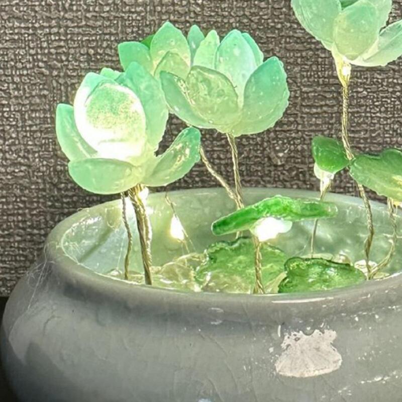 Fai da te Lotus Night Light ceramica vaso materiale Kit lampada da comodino centrotavola decorazione scrivania Mini lampada di loto per studio corridoio