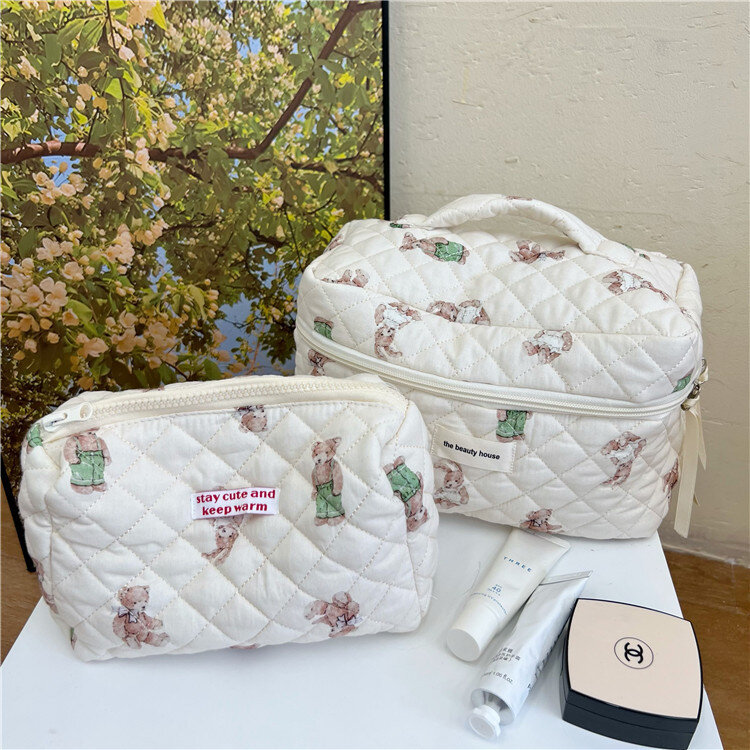 Borsa cosmetica da viaggio per le donne borsa portaoggetti per il trucco borse da toilette grandi custodia per cosmetici in cotone per donna