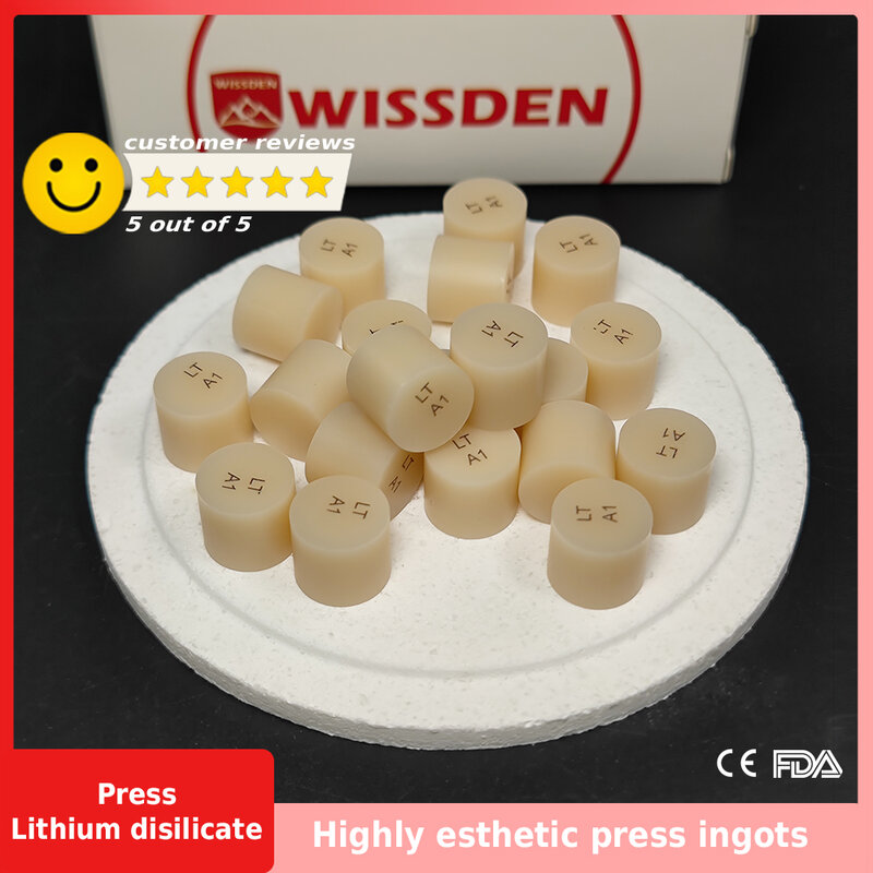 Ceramic Wissden Dental Press Lingots, Lingote de dissilicato de lítio, Materiais de laboratório dentário, Zero completo por 2 anos, 5 pcs