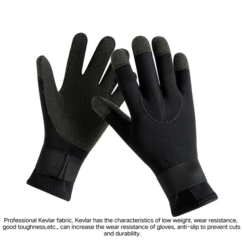 3mm Kevlar Diving Gloves Cut Resistant Keep Warm Black Pool Gloves for Snorkeling Swimming Water Amusement Dive Accessories