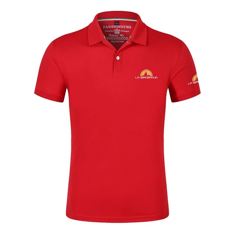 2024 Summer men's La Sportiva Logo printing sports fitness breathable short-sleeved lapel design Polo shirt.