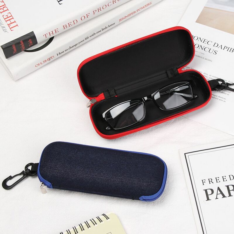 1PC Denim Fabric Glasses Box Zipper Sunglasses Protection Resistance Container Eyeglasses Case Travel Reading Glasses Carry Bag