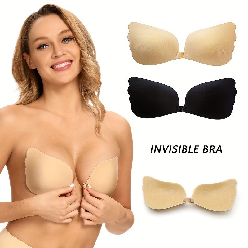 Sutiã sem alças invisível para mulheres, fechamento frontal, auto-adesivo, sem encosto, capas de mamilo, acessórios de roupa íntima, lingerie