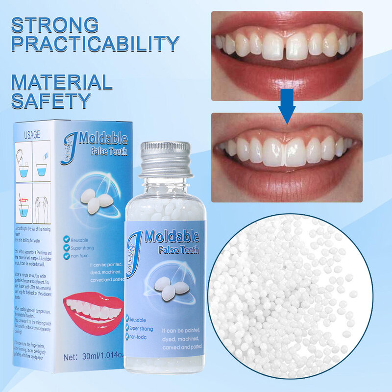 30ml Natural Resin Tooth Repair Granules Temporary Filling Dental Gap Repair Broken Teeth Denture Adhesive Falseteeth Solid Glue