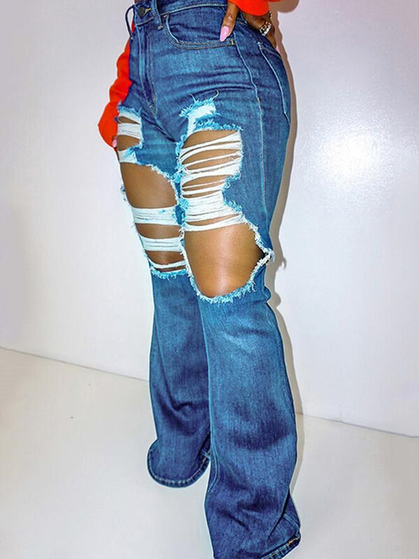 LW Quần Jeans Nữ Giữa Eo Xé Quần Ống Loe Boot Cắt Cổ Vintage Rỗng Ra Pokets Áo Denim Đồng Bằng Thời Trang Streetwears
