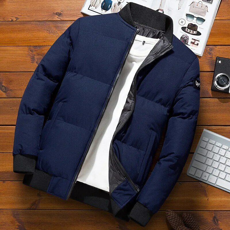 MRstuff-Manteau rembourré en coton épais pour hommes, pardessus de marque, veste rembourrée en duvet, 2024