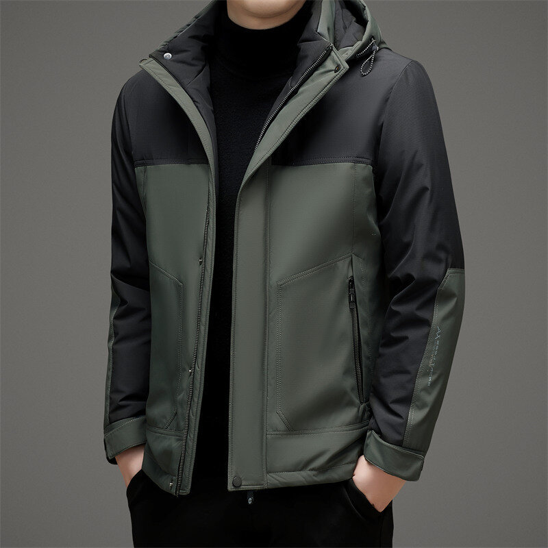 Jaket bulu angsa tahan dingin untuk pria, jaket bisnis kasual multiwarna Musim Dingin 2024