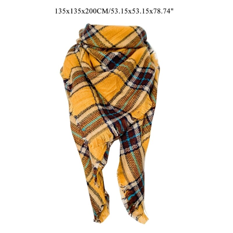 M2EA ผ้าพันคอผู้หญิง Shawl ฤดูหนาวหนาอบอุ่นถักผ้าพันคอขนาดใหญ่ Cashmere Feel ผ้าคลุมไหล่ Multi-สี