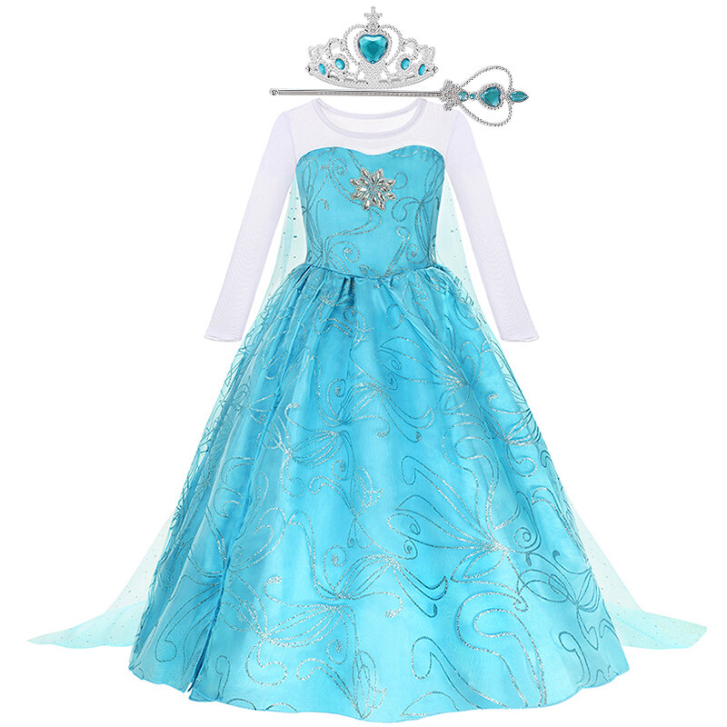 Disney-Robe Anna et Elsa pour Bol de 2 à 10 Ans, Costumes Cosplay de la Reine des Neiges 2, Tenue d'Halloween, de Carnaval, de ixde Pâques