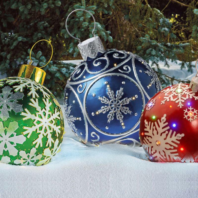 Уличные рождественские надувные Украшенные мячи, 60 см, гигантские Большие шарики из ПВХ, украшения для елки, игрушечный мяч без товара
