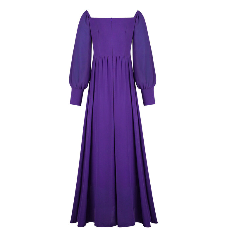 Elegancka szyfonowa suknia wieczorowa z odkrytymi ramionami damska z długim rękawem sukienka koktajlowa wysokiej talii plisowana Maxi suknie balowe