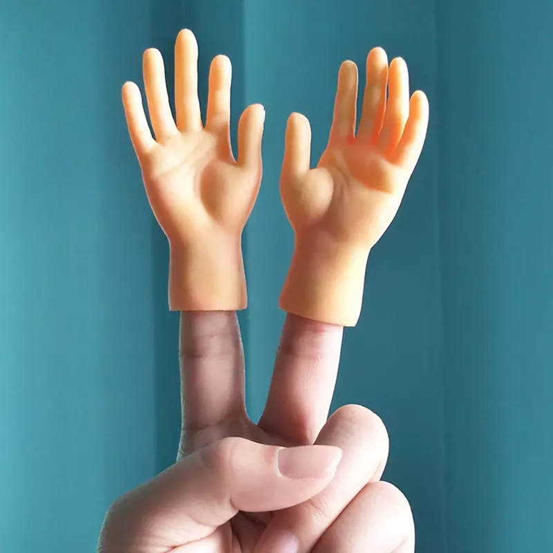 Imitacja małych rączek śmieszne Mini ręce silikonowe rękaw na palce pacynka nowatorski dowcip zabawki na palec drażnić rekwizyty dla kota