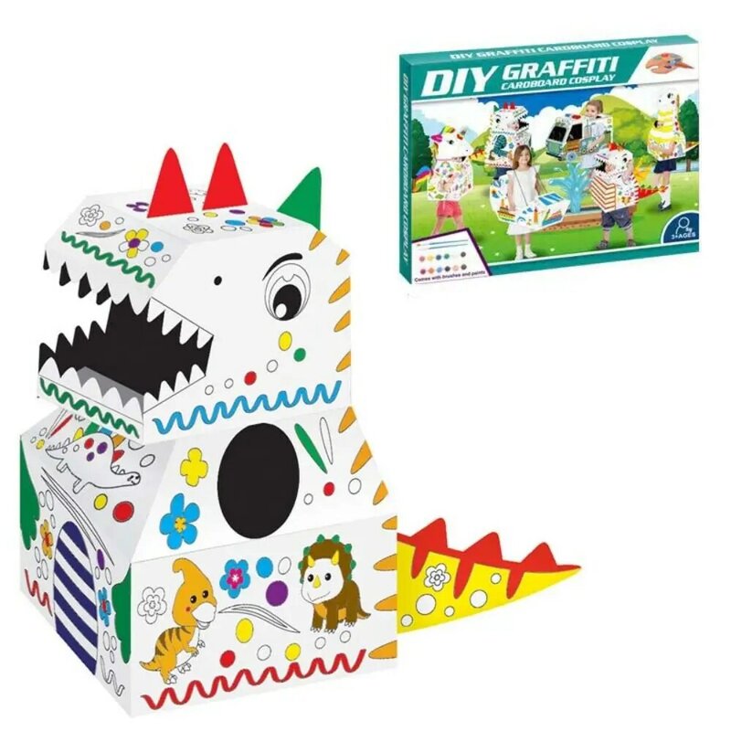 3D Картонная Коробка для творчества ручной работы, креативная картонная модель для граффити с животными, картонная игрушка для детского сада, можно раскрасить, игрушки для граффити