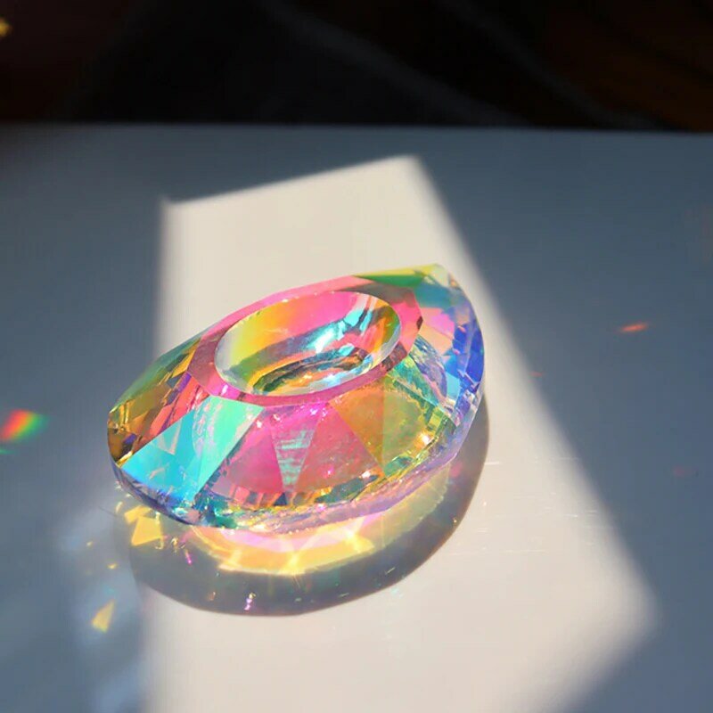 Prisma de cristal K9 AB, candelabro ovalado grande, transparente, adornos colgantes, atrapasoles, fabricante de arcoíris, 1 piezas