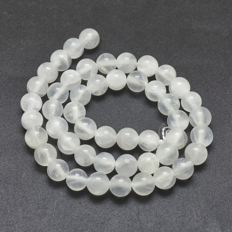 Cuentas redondas de piedra Natural, cuentas sueltas transparentes de selenita blanca para la fabricación de joyas DIY pulsera collar hebra 4/6/8/10/12mm
