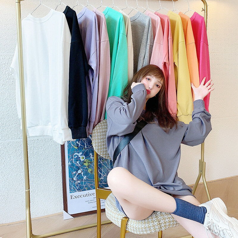 MRMT-suéter coreano de cuello redondo para mujer, suéter holgado de Color sólido, estilo japonés, no se puede pagar la pelota, 2024