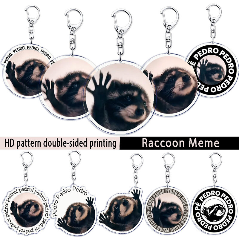 Llaveros acrílicos de Peter mapache Meme, accesorios para bolso, colgante, Llavero de Animal, regalo para fanáticos de la joyería