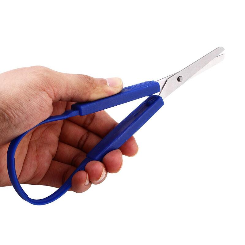 Gunting Loop baja tahan karat plastik gunting adaptif untuk anak-anak dewasa alat kerajinan tangan membuka sendiri pegangan Elasticial