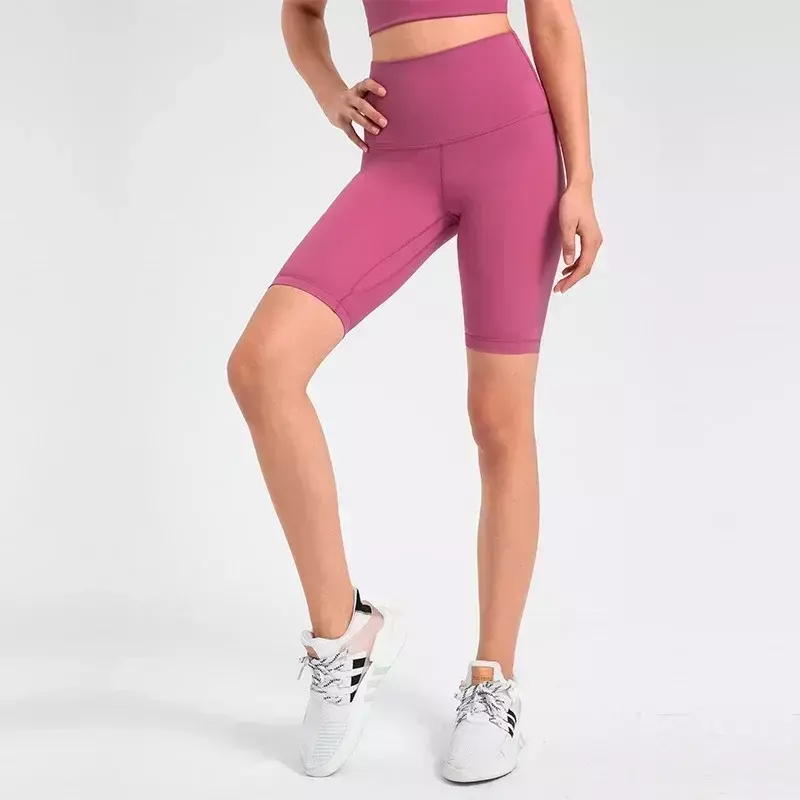 Lemon Align celana pendek ketat pinggang tinggi 10 "celana olahraga lari bersepeda celana Yoga kebugaran tinggi elastis cepat kering 5 poin