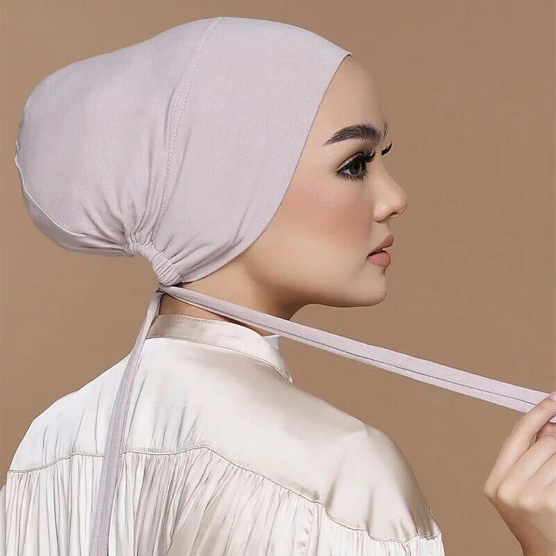 Turbante musulmán de Modal suave para Mujer, Hijab interno, gorro islámico, India, Turbante