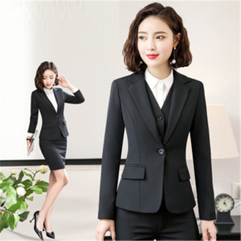 여성 긴팔 비즈니스 세트, 분위기 있는 비즈니스 포멀한 작업복, 면접 패션, 8816 용수철 가을