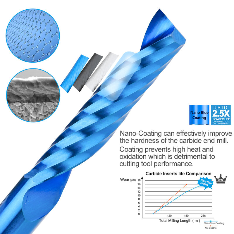Xcan Frees 1Pc 4/6Mm Schacht 1 Flute End Mill Carbide End Mill Blauwe Coating Cnc frees Enkele Fluit Frees