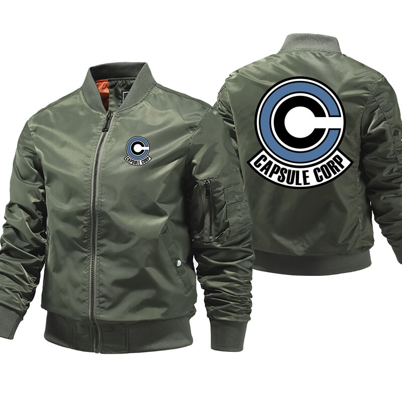 Capsule Corp Print Bomber Jacket Mannen Herfst Winter Dikke Jas Mannelijke Toevallige Fietsen Jacket Zip Streetwear Piloot Jas