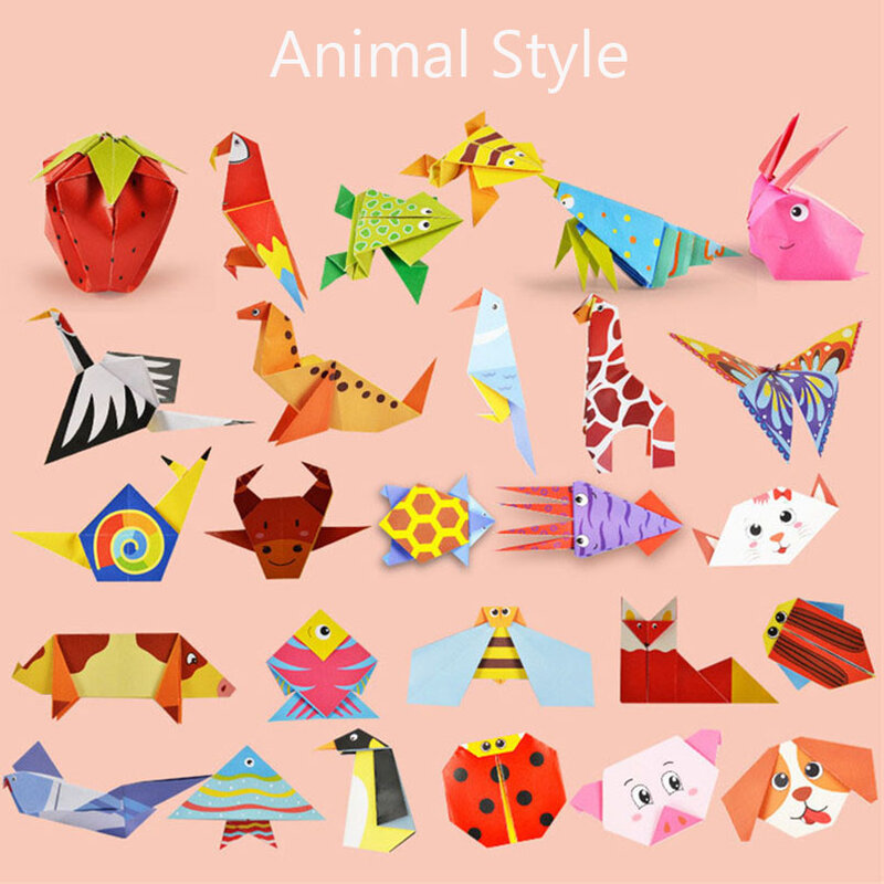 54pcs/set Cartoon Pattern Home Origami Kingergarden Art Craft DIY Educational Toy Paper Double Sided Creativity Toys for Kids
