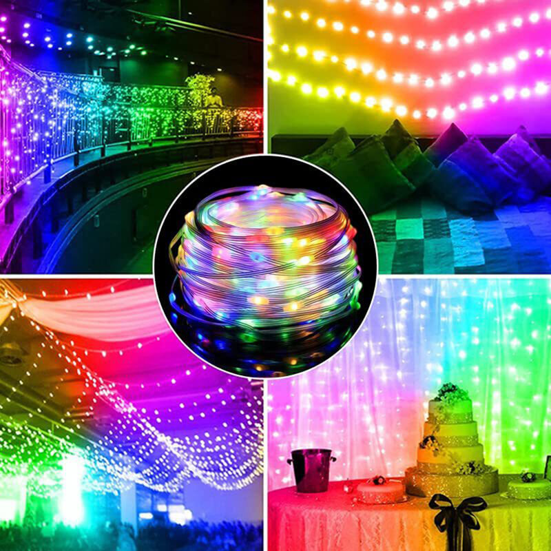 Cadena de luces LED con Control remoto, cortina de luces superbrillante para decoración de fiestas en casa, 20M, 10M, 5M, 2800 (K)