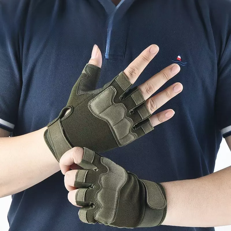 Guantes deportivos de medio dedo para hombre y mujer, guantes sin dedos para gimnasio al aire libre, Camping, pesca, caza, Fitness