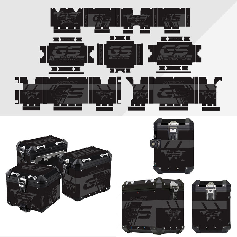 ملصق صندوق ألومنيوم للدراجات النارية ، عروة بي ام دبليو 40 جم ، R1250GS ، R1200GS ، R1250 ، R1200 GS ، مغامرة سوداء ثلاثية ،--