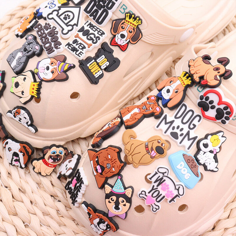 1pcs Dog Mom Dad Shiba Inu Shoes Decorations PVC Lovely Dogs Animal Shoe Buckles Accessory Fit Birthday Gifts