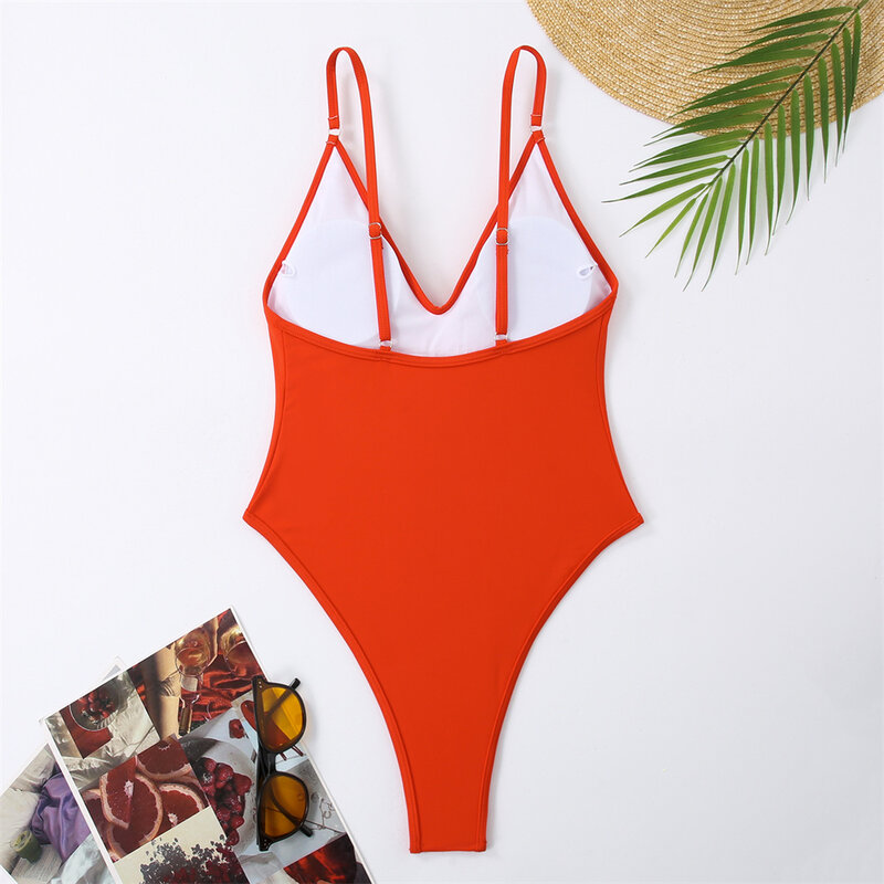 Monokini Backless para Mulheres, Sexy Sling Bikini, V-Neck Swimsuit, Férias Swimwear, Beachwear, Maiô, Tendência Outfits, Y2K, 1 PC