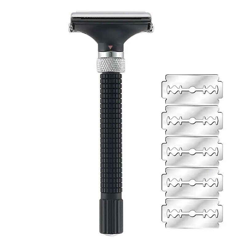 YINTAL Adjustable Butterfly Open Double Edge Safety Razor Black Silver Color Matching Fashion Design Shaver
