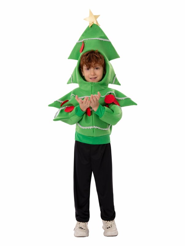 Bambino albero di natale Costume natale a tema fai da te vestito cappotto per ragazzi ragazze vestito operato Costume verde di natale