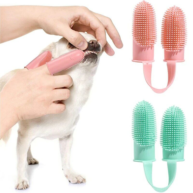 Cepillo de dientes de silicona para mascotas, herramienta de limpieza de dientes para perros, cuidado del mal aliento, no tóxico, suministros de limpieza para gatos