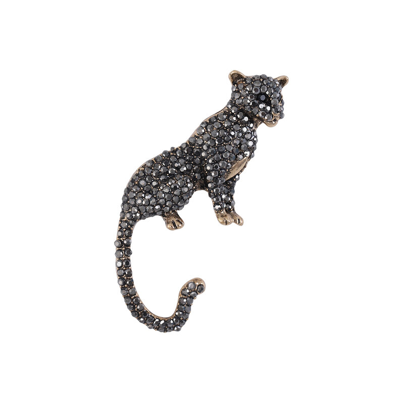 Bros macan tutul berlian imitasi untuk wanita, pin hewan Vintage uniseks, aksesori pakaian dekorasi ransel pesta acara