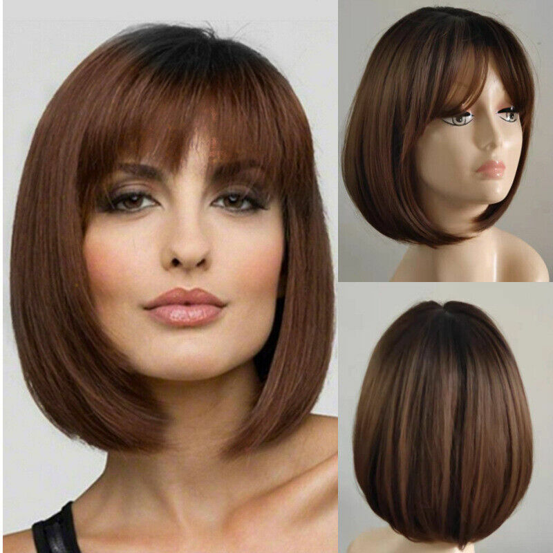 Short Straight Wigs for Women Brown Blonde Red Synthetic Cosplay Daily Hair Bob