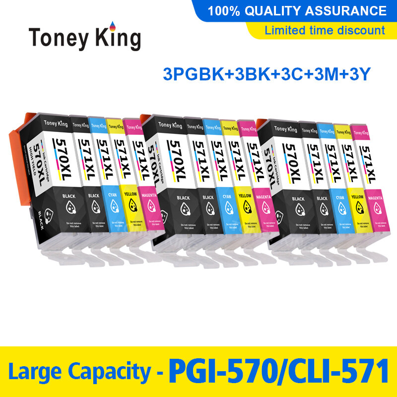 Toney King 프린터 잉크 카트리지, 캐논 픽스마 MG5700 MG6800 TS5055 TS9050 TS9055 호환, PGBK/BK/C/M/Y, pgi570 CLI571, 5 개